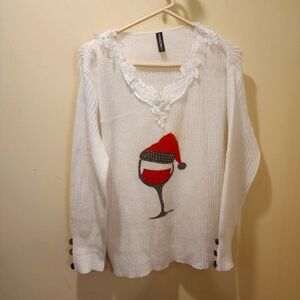 NORACORA Christmas White Wool Knitted sweater size L